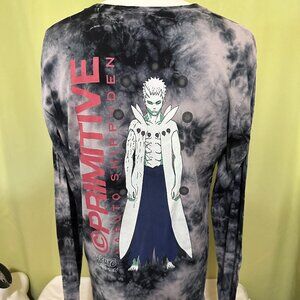 Naruto x Primitive Skateboarding Men's Gray Tye Dye Long Sleeve Shirt Medium